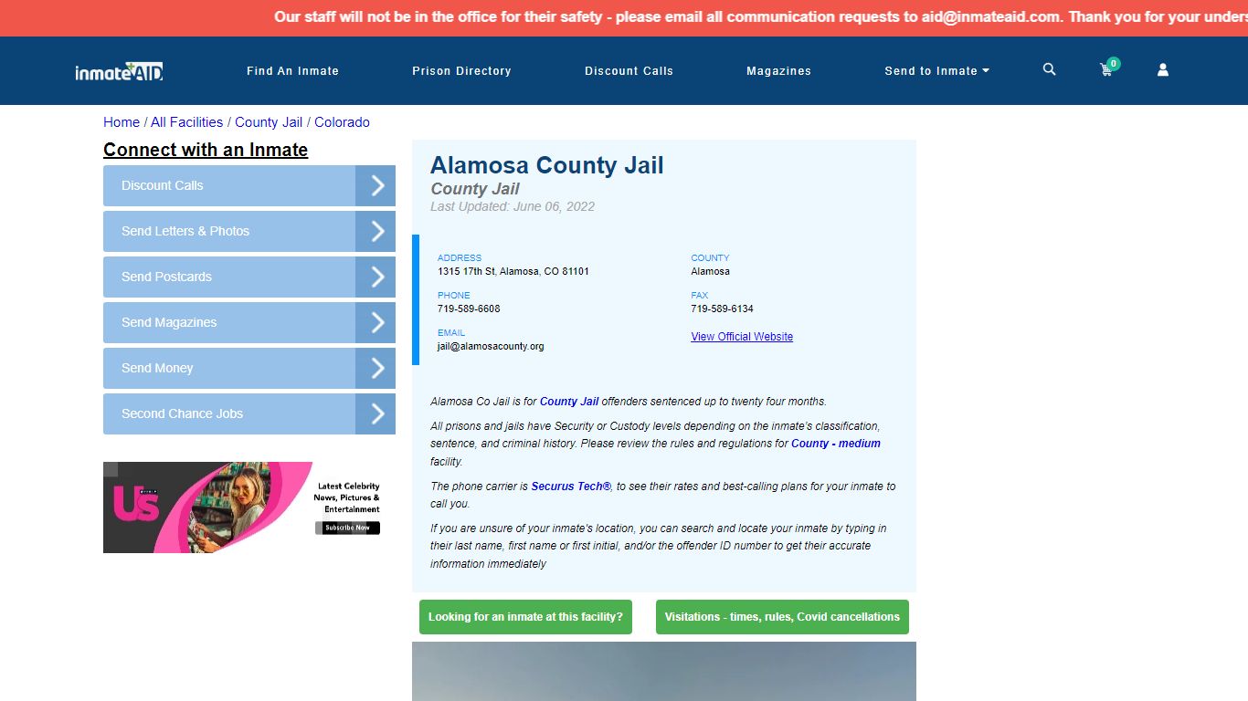 Alamosa County Jail - Inmate Locator - Alamosa, CO